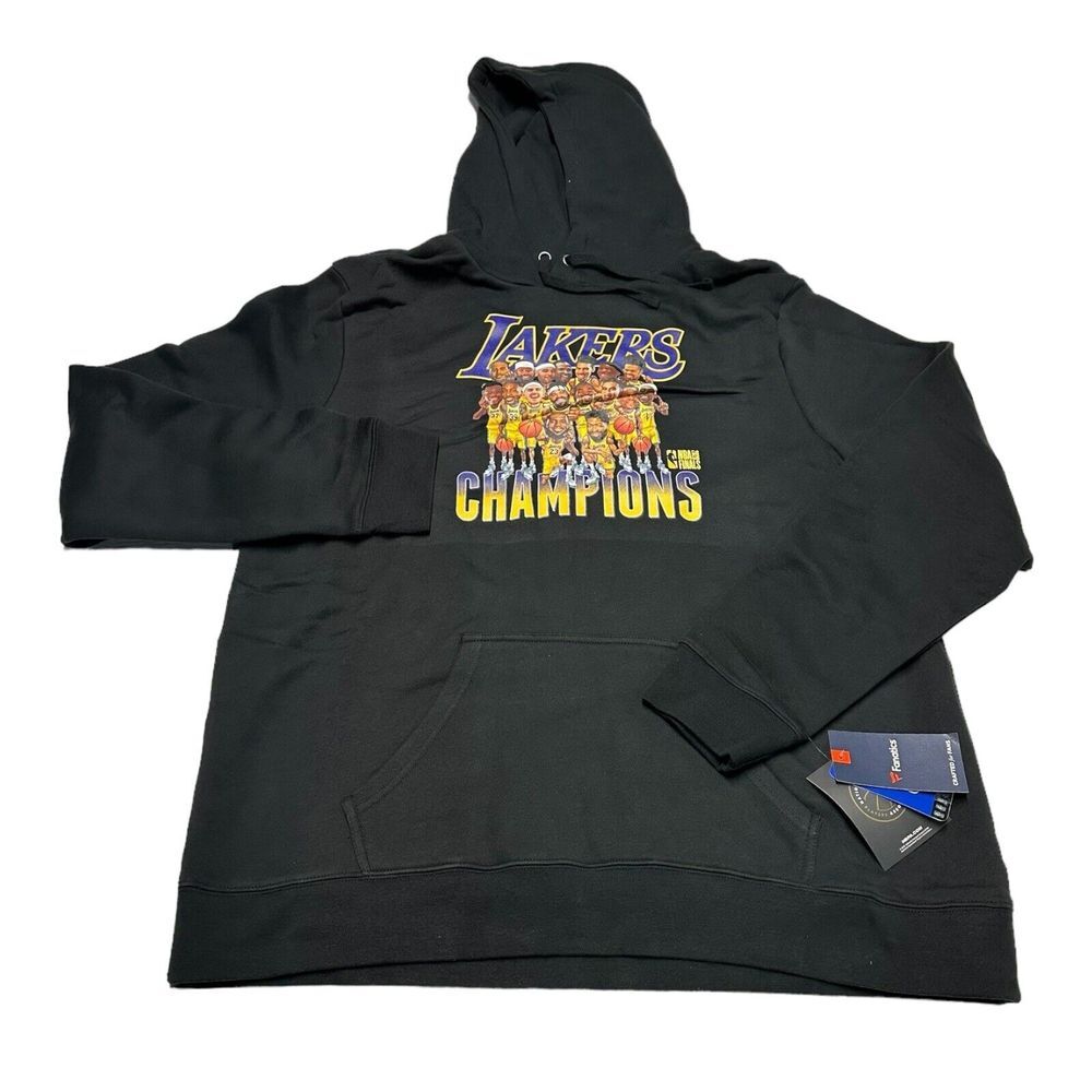 NBA 2020 Fanatics Lakers Champions Caricatures Black‎ Hoodie Pullover NWT Sz XXL